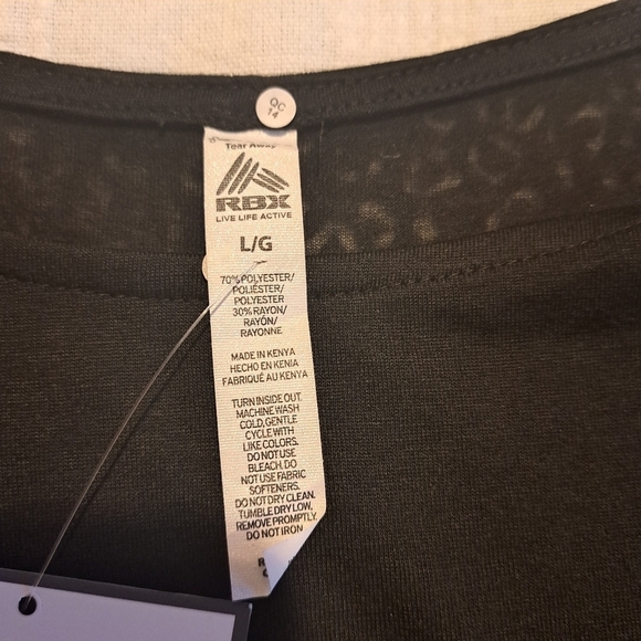 RBX women's size Large Cheeteah Burnout Pattern Cap Sleeve Tee, New - Picture 2 of 5